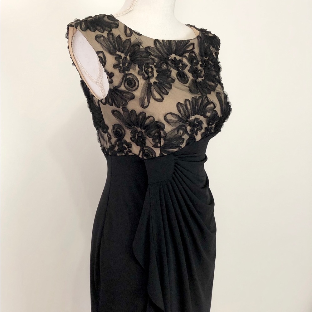 Connected Apparel Black  Bodycon Ruching Dress